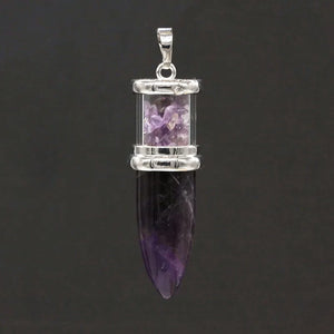 Pink Quartz Healing Crystal Necklace Pendant Amethysts Bullet Shape