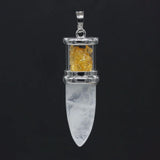 Pink Quartz Healing Crystal Necklace Pendant Amethysts Bullet Shape