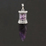 Pink Quartz Healing Crystal Necklace Pendant Amethysts Bullet Shape