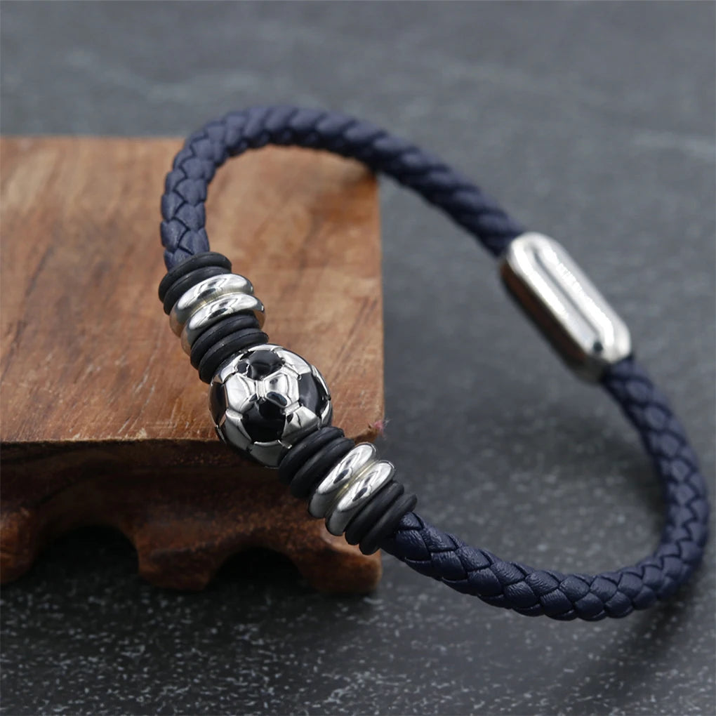 Portable Football Bracelet Solid Braided Bangle Modern Style
