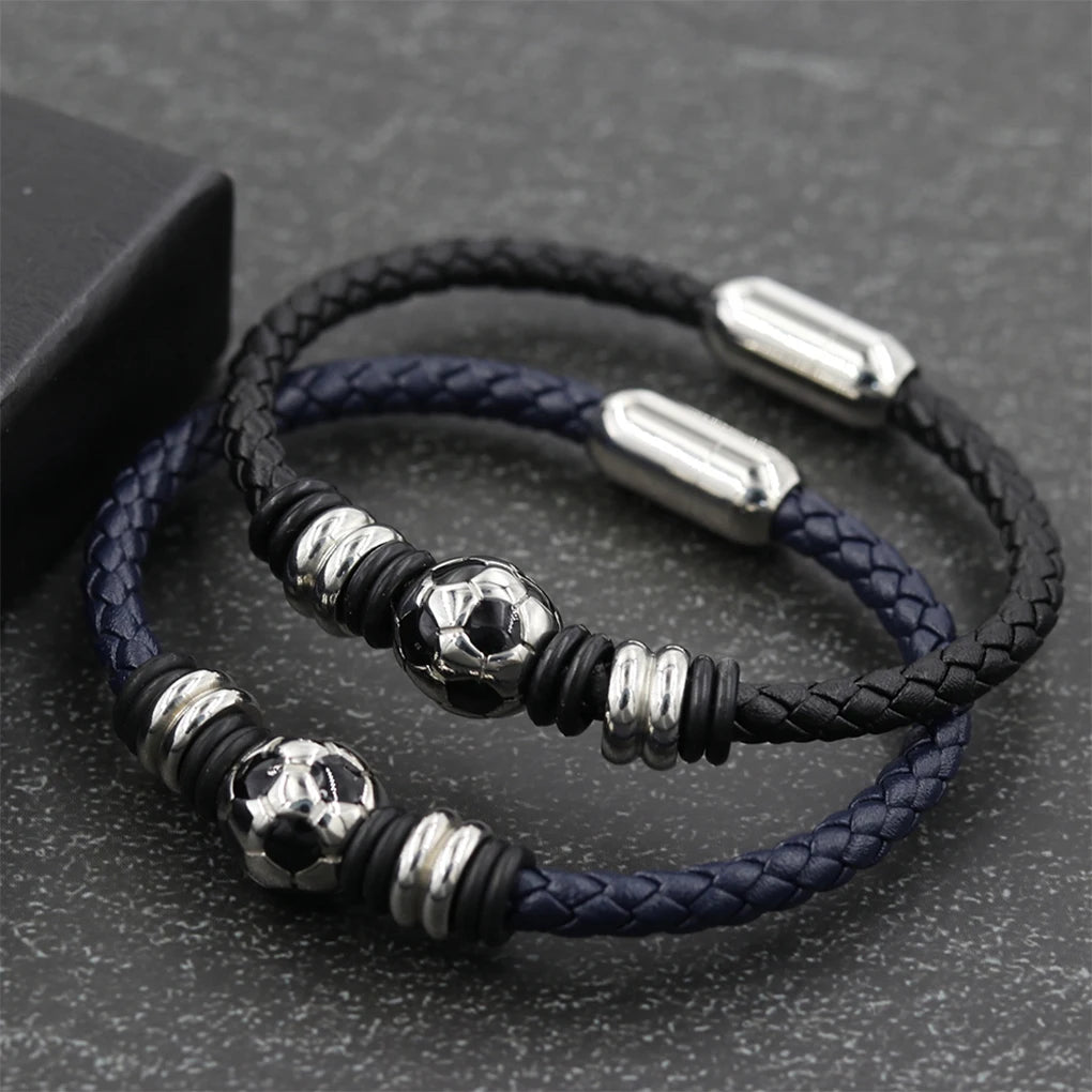 Portable Football Bracelet Solid Braided Bangle Modern Style