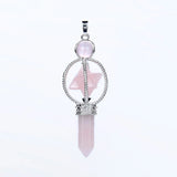 Amethysts Rock Crystal Agates Pendulum Necklace Pendant
