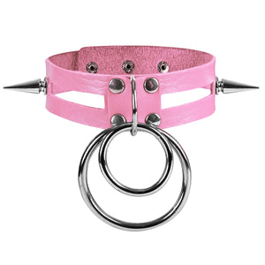 Multicolor Spike Choker Collar Studded Rivets Necklace