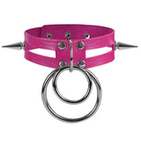 Multicolor Spike Choker Collar Studded Rivets Necklace