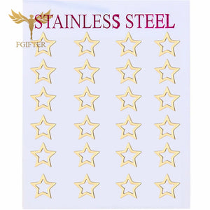 12 Pairs Star Earrings Set Stainless Steel Jewelry Studs