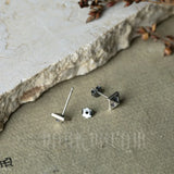 925 Sterling Silver Poker Stud Earrings Hip-hop Ear Piercing Jewelry