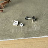 925 Sterling Silver Poker Stud Earrings Hip-hop Ear Piercing Jewelry