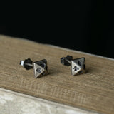 925 Sterling Silver Poker Stud Earrings Hip-hop Ear Piercing Jewelry