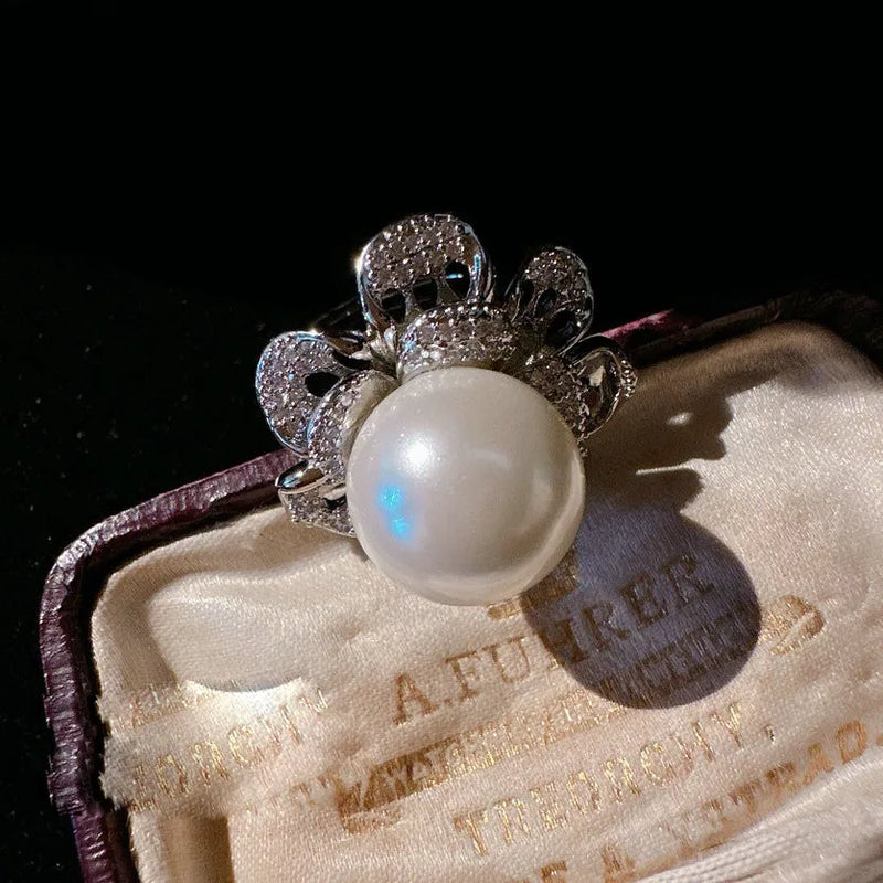 Women Mermaid Tears Flower Necklace Zircon Pearl Earrings