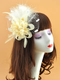 Vintage Feather Flower Fascinator Lady Hair Clip Accessories