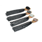 Metal Tassel Chain Earrings Non-Piercing Druzy Resin Clip Earings
