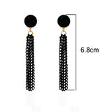 Metal Tassel Chain Earrings Non-Piercing Druzy Resin Clip Earings
