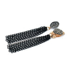 Metal Tassel Chain Earrings Non-Piercing Druzy Resin Clip Earings