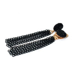 Metal Tassel Chain Earrings Non-Piercing Druzy Resin Clip Earings