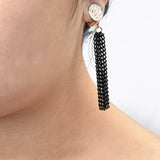 Metal Tassel Chain Earrings Non-Piercing Druzy Resin Clip Earings