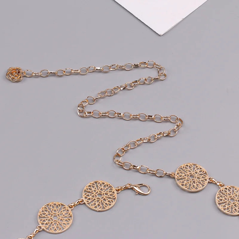 Vintage Silver Metal Leaf Waist Chain