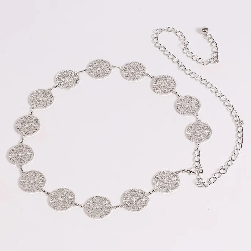 Vintage Silver Metal Leaf Waist Chain