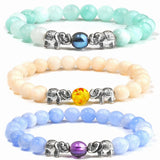 Elephant Charm Bracelet with Red Chalcedony Beads