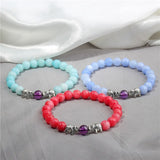 Elephant Charm Bracelet with Red Chalcedony Beads