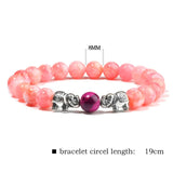 Elephant Charm Bracelet with Red Chalcedony Beads