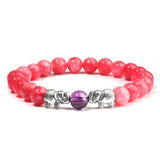 Elephant Charm Bracelet with Red Chalcedony Beads