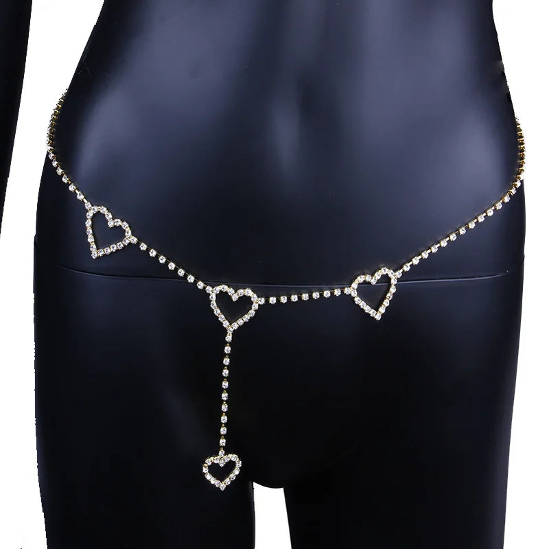 Women Mini Heart Belt Wedding Love Waist Chain Night Club Disco Female