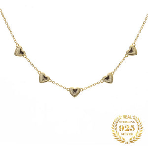 18K Plated Heart Choker Necklace 925 Silver