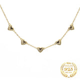 18K Plated Heart Choker Necklace 925 Silver