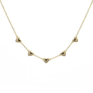 18K Plated Heart Choker Necklace 925 Silver
