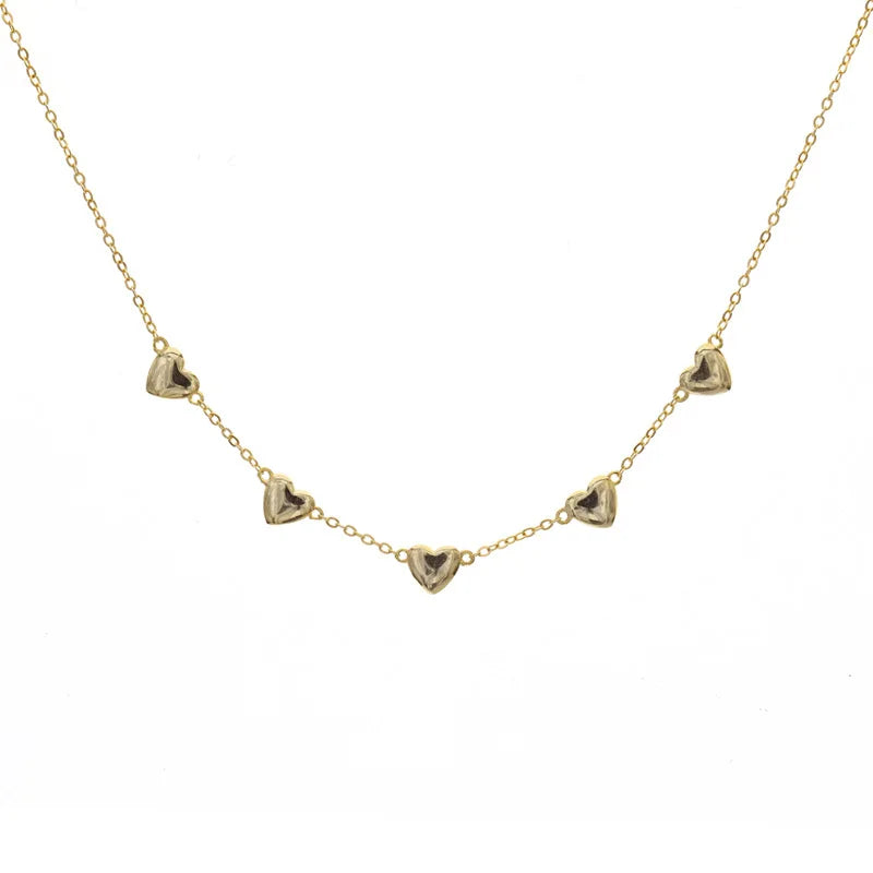 18K Plated Heart Choker Necklace 925 Silver