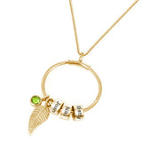 Personalized Rhinestone Leaf Pendant Necklace for Women