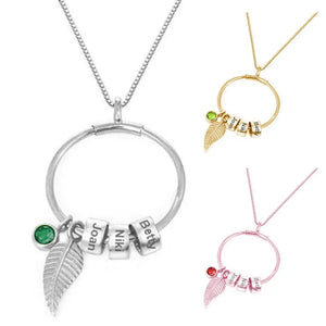 Personalized Rhinestone Leaf Pendant Necklace for Women