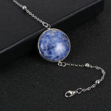 Gemstone Charm Bracelet with Metal Ball Chain