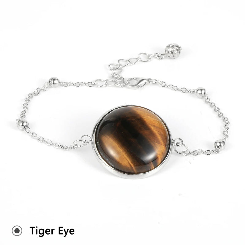 Gemstone Charm Bracelet with Metal Ball Chain
