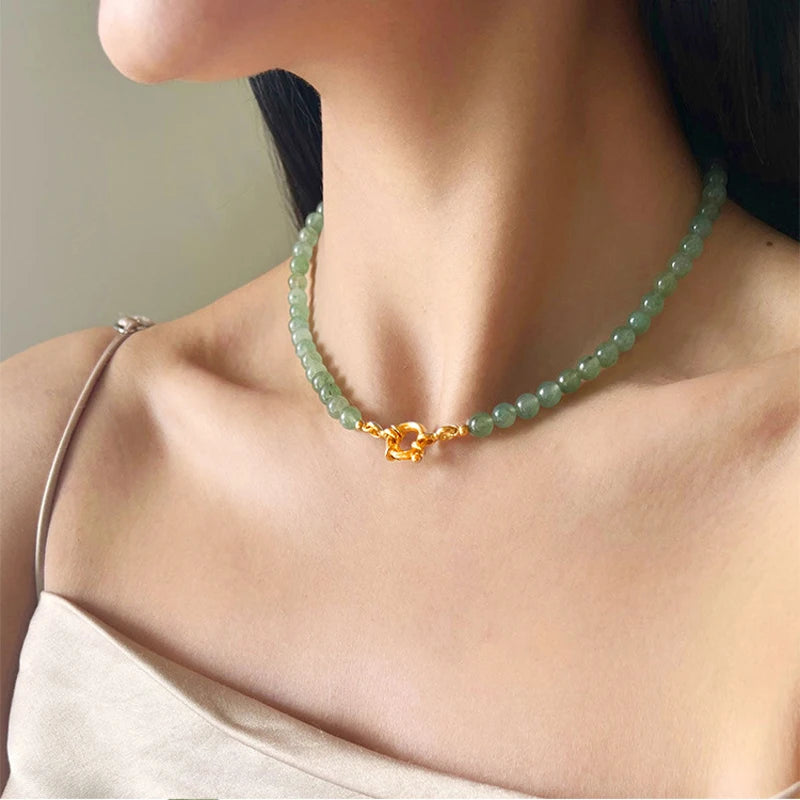 Women Jade Choker Necklace Collar Bohemia Jewelry