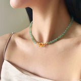 Women Jade Choker Necklace Collar Bohemia Jewelry