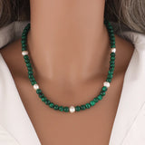 Malachite Beads Choker Necklace for Women and Girls
