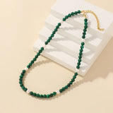 Malachite Beads Choker Necklace for Women and Girls