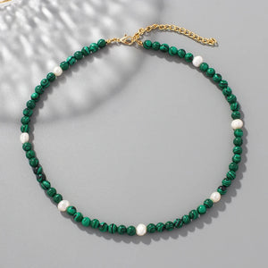 Malachite Beads Choker Necklace for Women and Girls