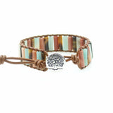 Women Bohemian Wrap Bracelet with Tree of Life Button