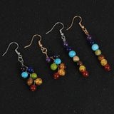 Women 7 Chakras Beads Earrings Healing Reiki Asymmetric Dangling Hoo