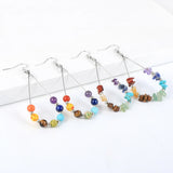 Women 7 Chakras Beads Earrings Healing Reiki Asymmetric Dangling Hoo