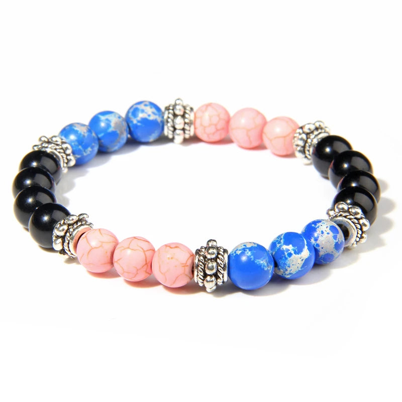 Malachites Aquamarine Beads Bracelet Elastic Charm Bracelets