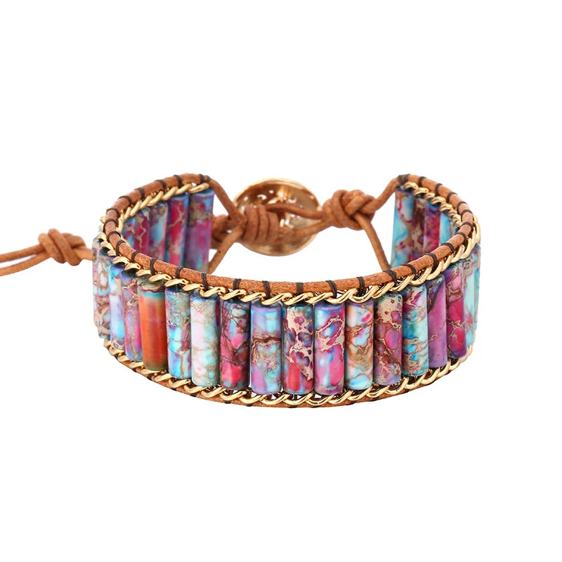 Women Chakra Bracelets Beaded Leather Boho Bracelet