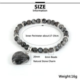 Heart Charm Beaded Bracelet Tiger Eye Turquoises Bangle