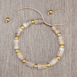 Natural Stone Stripe Agate Braided Bracelets Charm Adjustable Rope Wrist Jewelry
