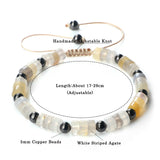 Natural Stone Stripe Agate Braided Bracelets Charm Adjustable Rope Wrist Jewelry