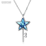 925 Silver Crystal Star Pendant Necklace Elegant Gift for Her