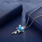 925 Silver Crystal Star Pendant Necklace Elegant Gift for Her