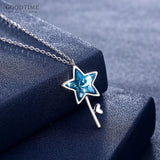 925 Silver Crystal Star Pendant Necklace Elegant Gift for Her